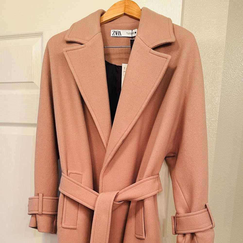 ZARA wool blend belted coat NW